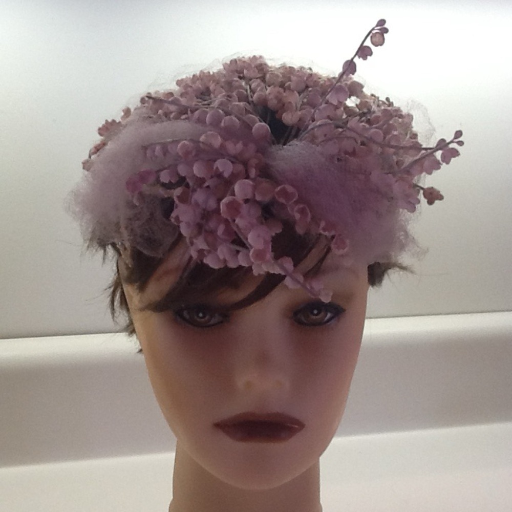 1950’s Elegant Pink Floral Women's Hat. Authentic. Needs new netting.
